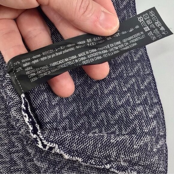 Zara Knit | Navy Blue White | Z Print Jacquard Long Sleeve Dress Size Me… - Picture 7 of 7